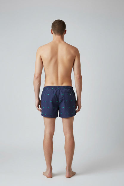 Christian Audigier Sail Blue Shark Print Swim Shorts BMS619-0006M