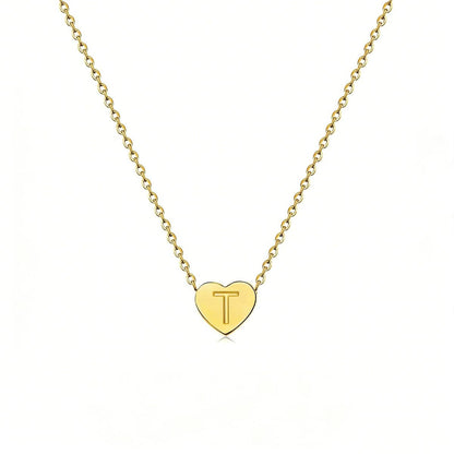 Dainty Initial Heart Necklace Personalized 26 Letters Available