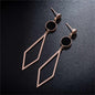 Black & Rose Goldtone Rhombus Drop Earring