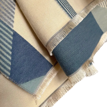 Blue and Beige Geometric Scarf