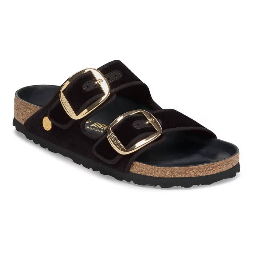 Birkenstock Arizona Big Buckle Rivet Logo Velvet Black Sandals