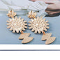 Black Crystal & Cubic Zirconia Goldtone Sunflower Drop Earrings