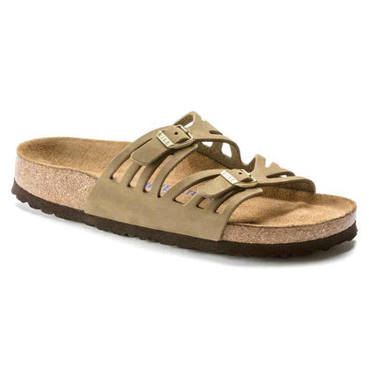 Birkenstock Granada Soft Footbed Nubuck Leather Faded Khaki