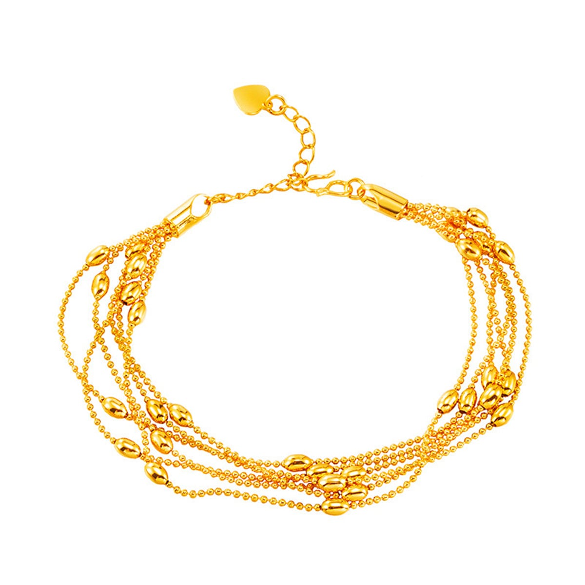 24k Goldtone Circle Bead Layered Station Bracelet