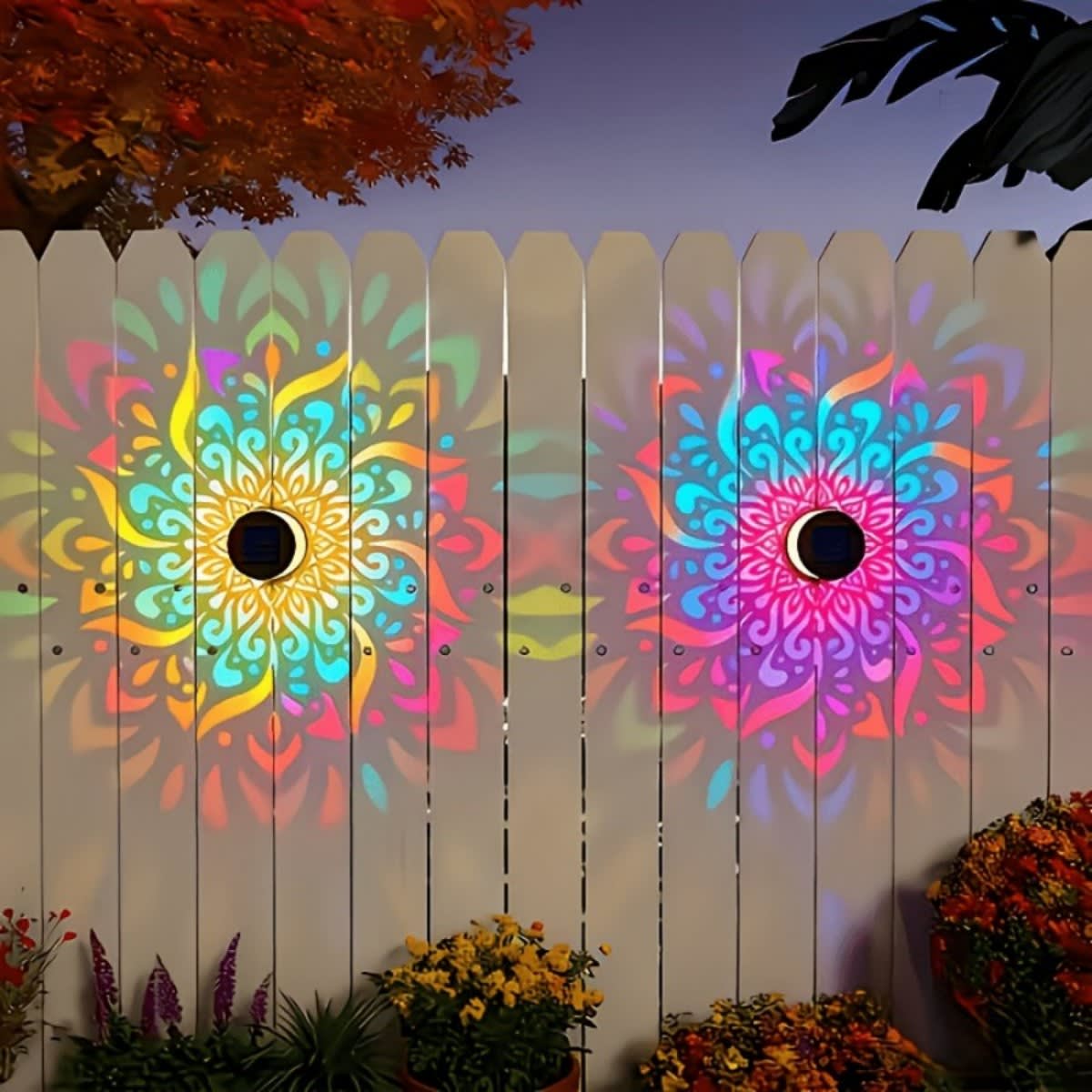 Changing Solar Garden Light with Mandala Projection