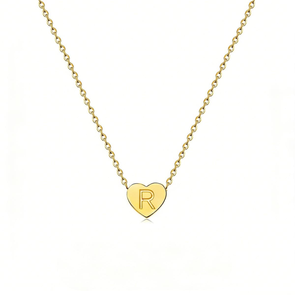 Dainty Initial Heart Necklace Personalized 26 Letters Available