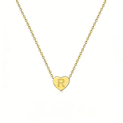 Dainty Initial Heart Necklace Personalized 26 Letters Available