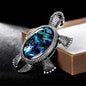 Abalone Shell & Silvertone Turtle Brooch