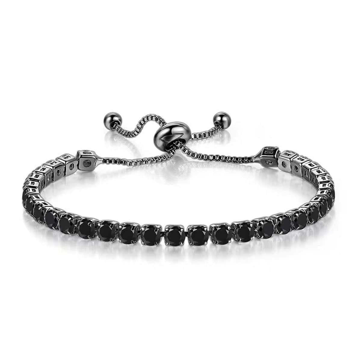 Black Cubic Zirconia Adjustable Link Bracelet