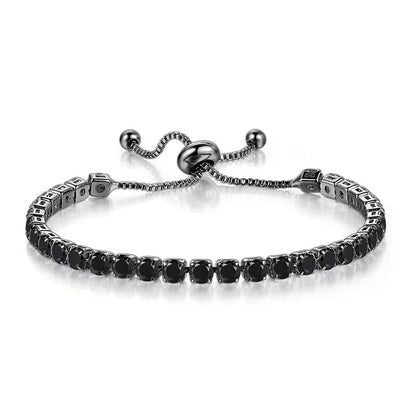 Black Cubic Zirconia Adjustable Link Bracelet