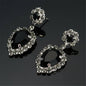 Black & Cubic Zirconia Round Pear Drop Earrings
