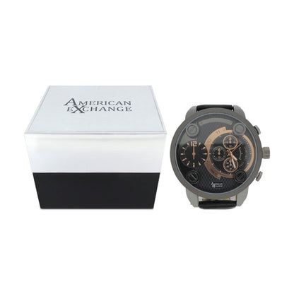 American Exchange Black and Bronze Mens Watch With Bracelets 6471