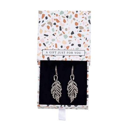 Don’t AsK Crystal Feather Earrings – Dainty Sparkling Design