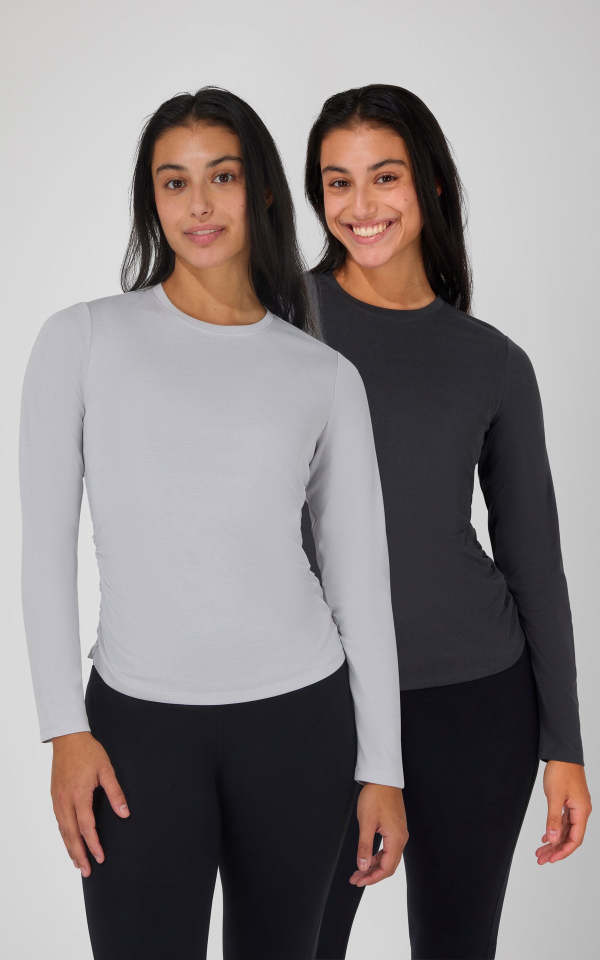 90 Degree by Reflex 2 PK Side Ruched Long Sleeve Top