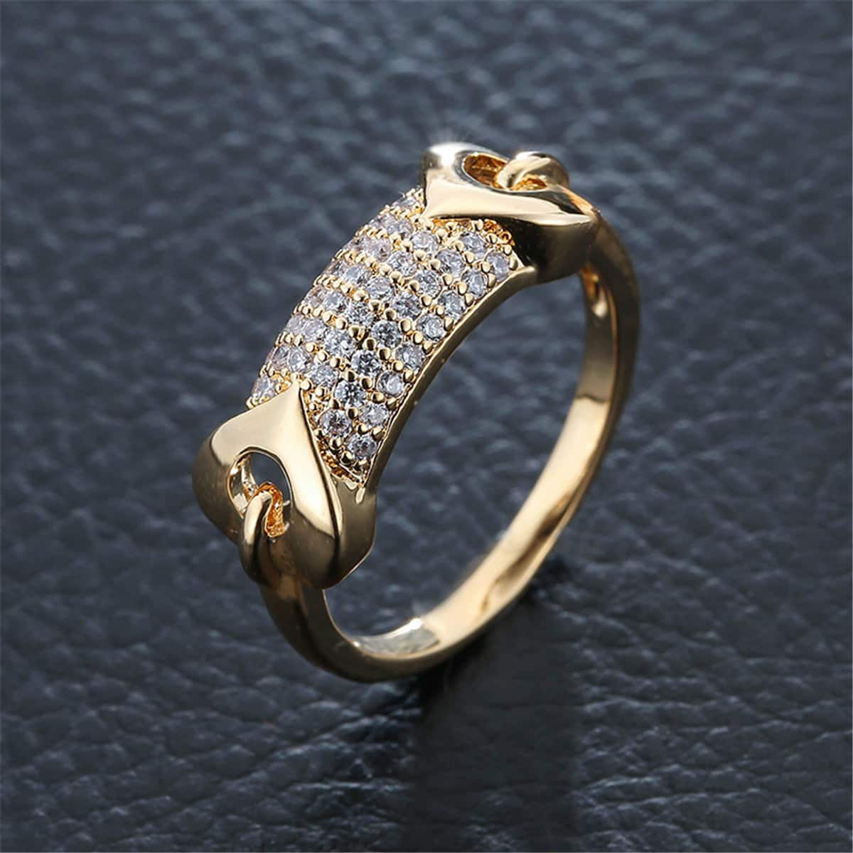 Cubic Zirconia & Goldtone Heart Ring