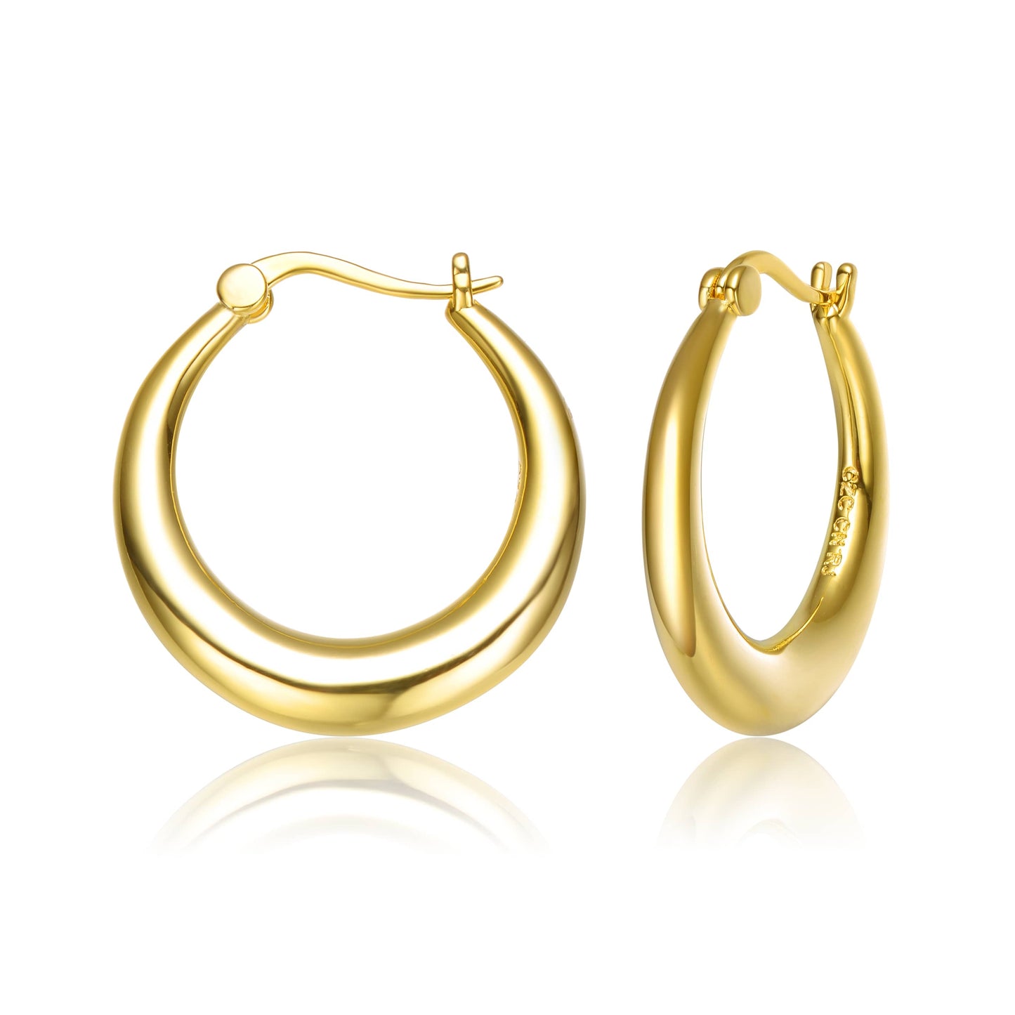 14K Gold Plated Large Hoop Earrings
