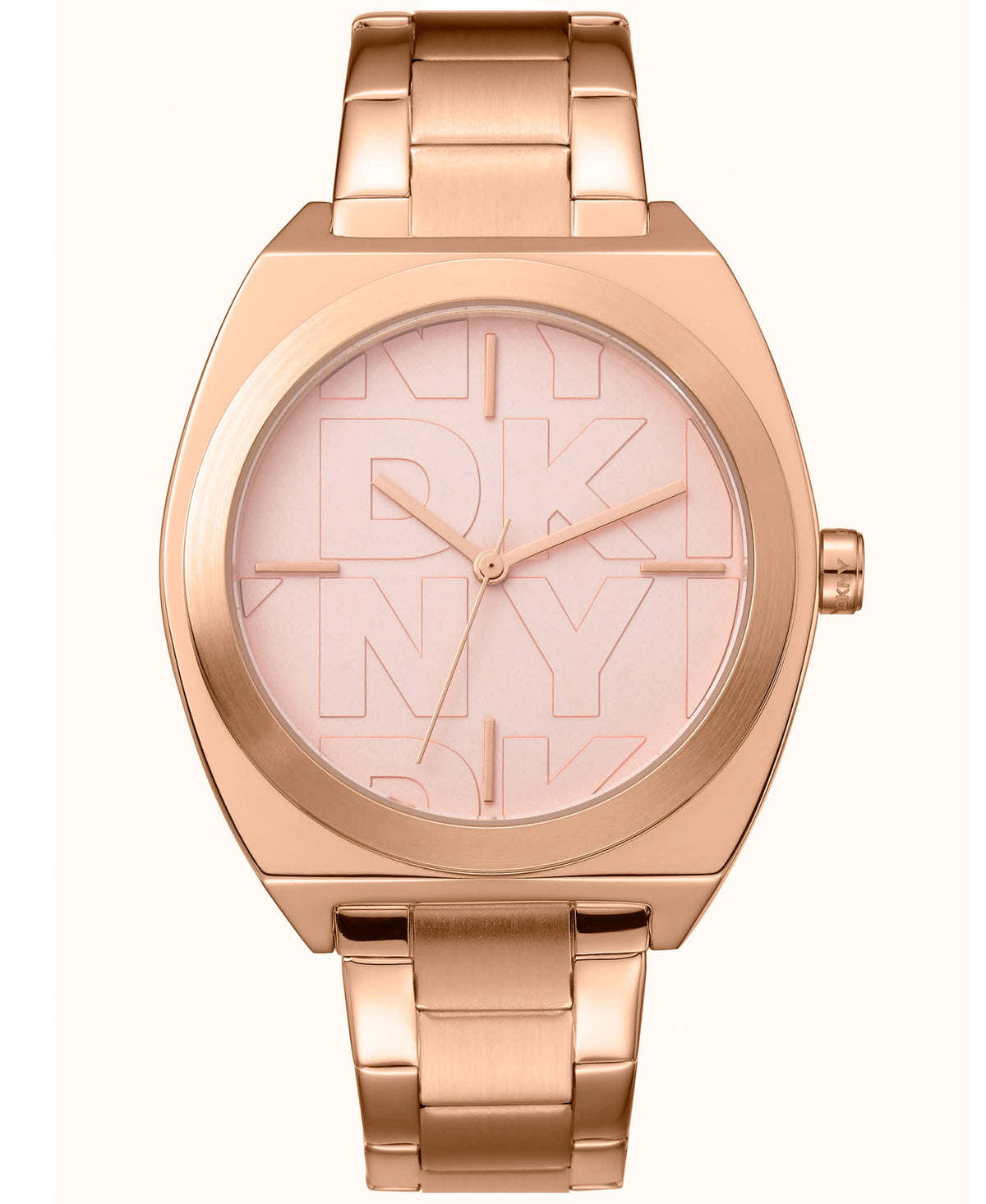 Dkny Women Watch, Rose Gold Color Case, Rose Gold Dial, Rose Gold Color Metal Bracelet, 3 Hands, 5 Atm