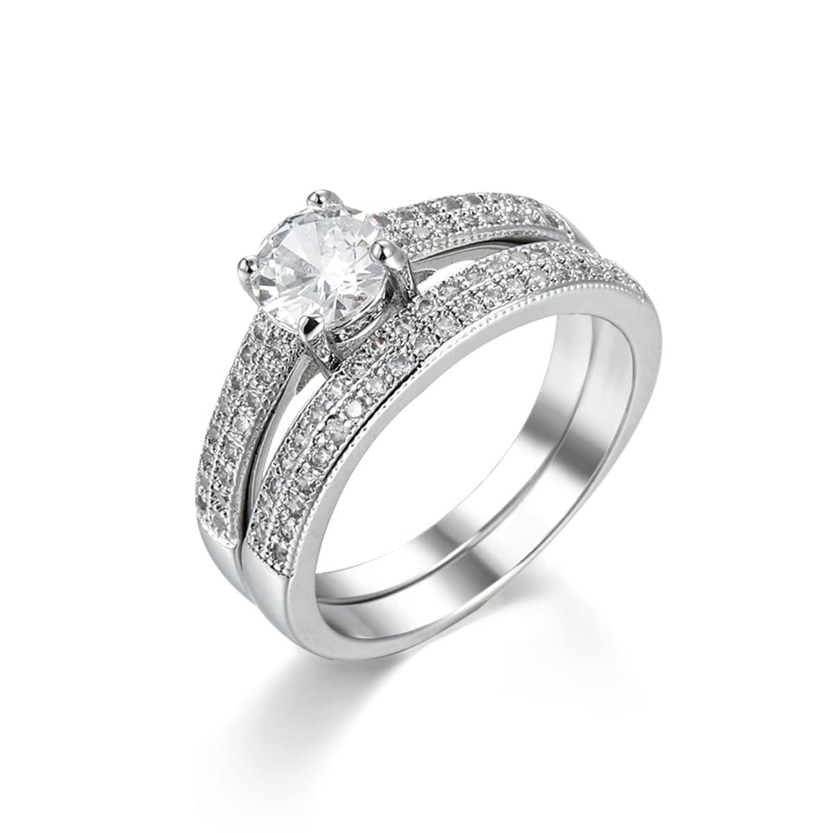 Crystal & Cubic Zirconia Pavé Stacking Ring Set