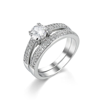 Crystal & Cubic Zirconia Pavé Stacking Ring Set