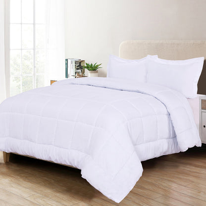 Elegant Comfort 3-Piece Box Stitched Comforter & Shams - Duvet Insert with 4 Corner Tabs