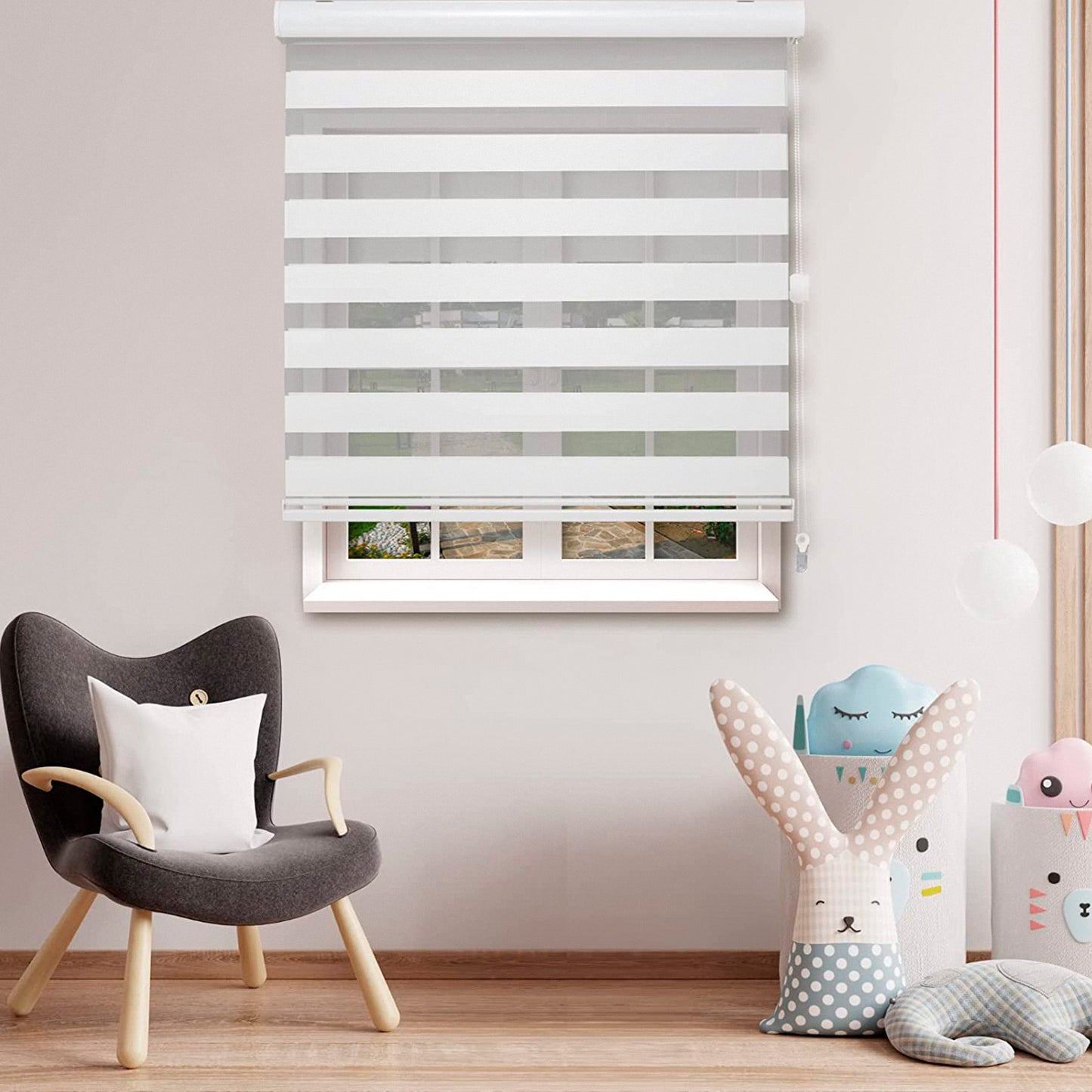 Elegant Comfort Corded Zebra Blinds, Dual Layer Window Treatments Sheer Light Control