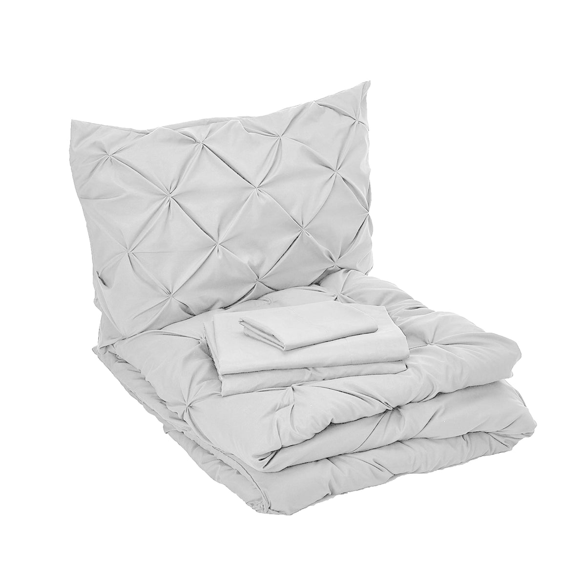 Elegant Comfort 8-Piece Pintuck Pinch Pleated Comforter Set - Includes 4-Piece Sheet Set with Double Sided Storage Pockets