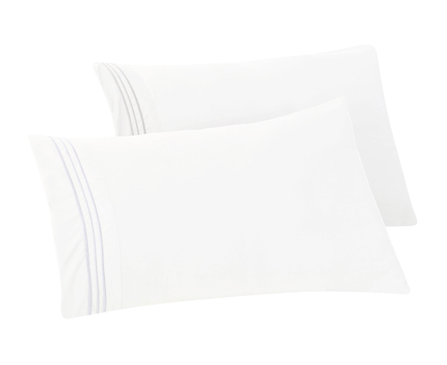 Elegant Comfort Set of 2 Pillowcases- 3 Line Embroidery