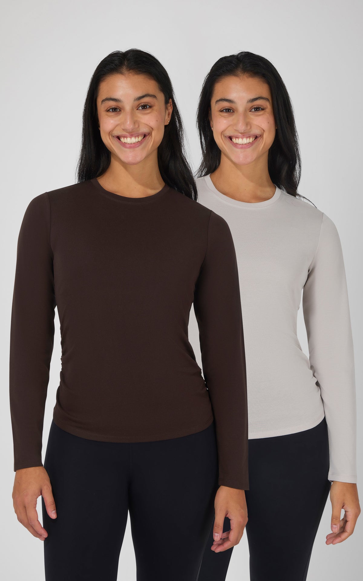 90 Degree by Reflex 2 PK Side Ruched Long Sleeve Top