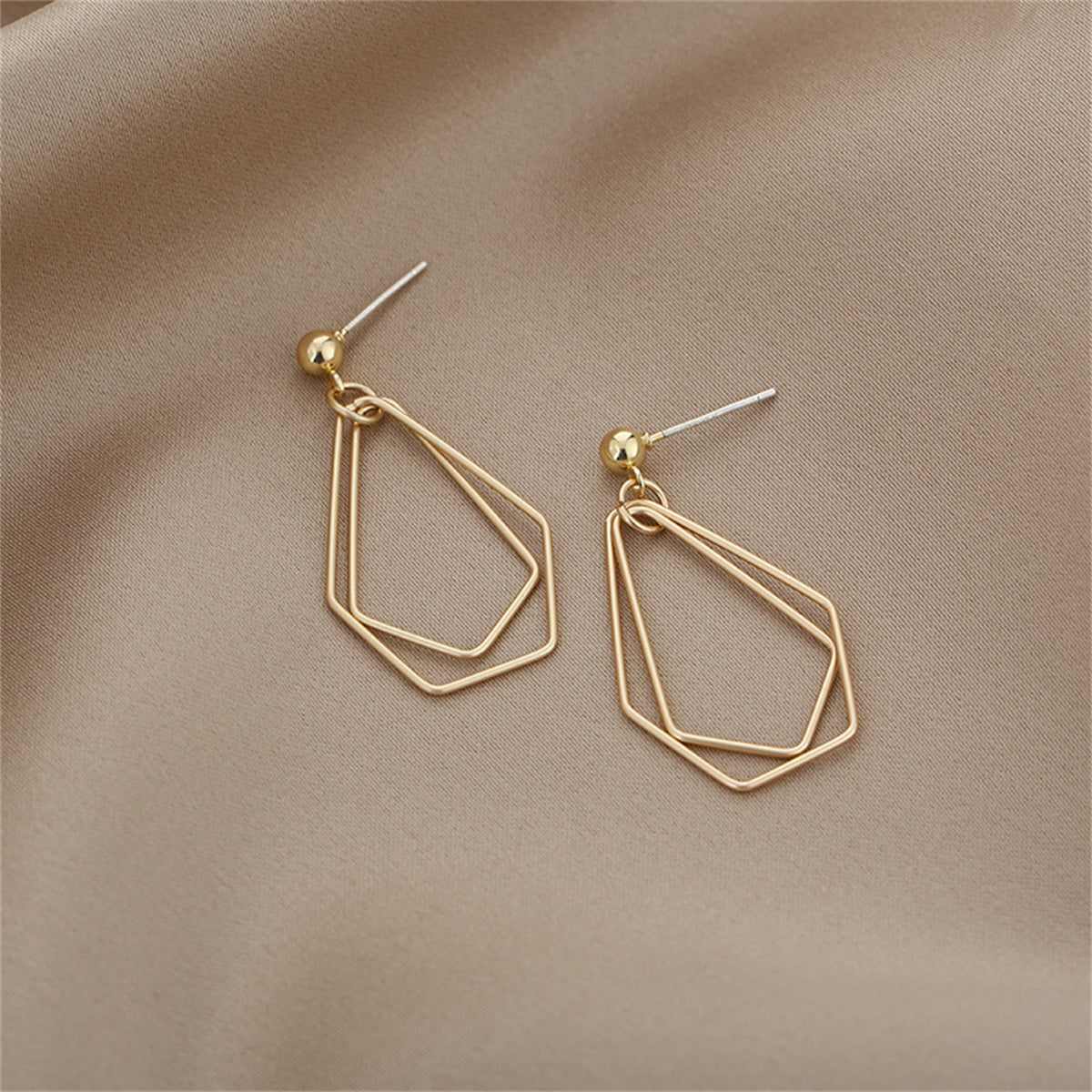Goldtone Open Geometric Drop Earrings