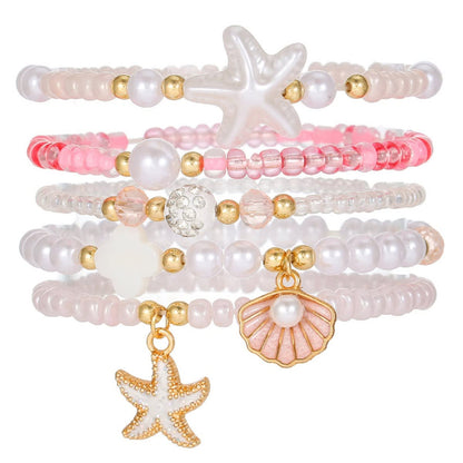 Boho Beach Stackable Bracelet Set, Ocean Themed Layered Bracelets