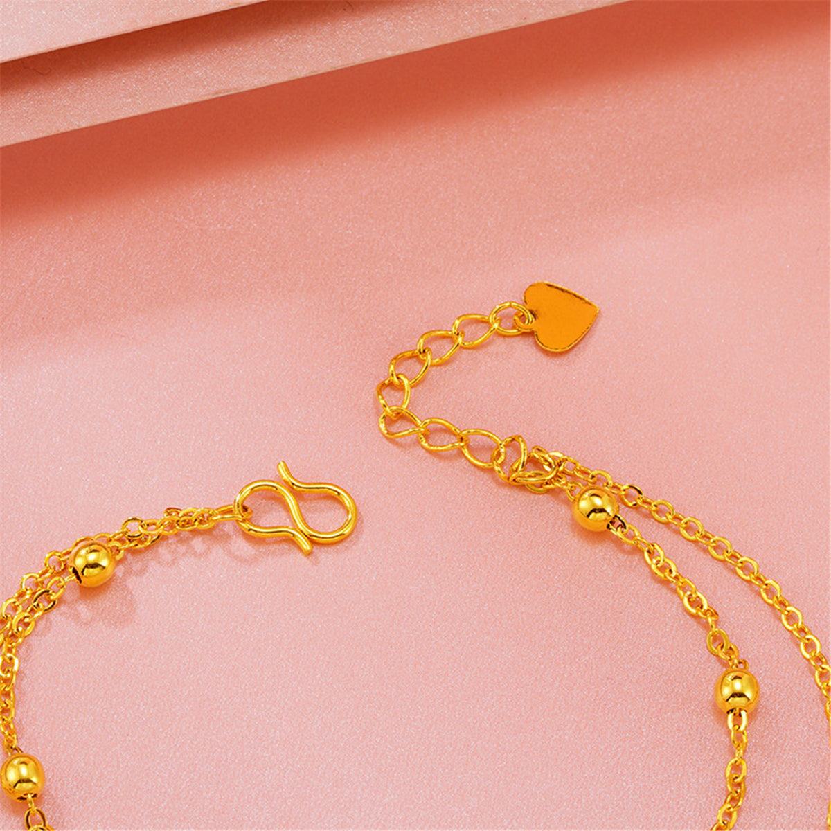 24k Goldtone Feather Layered Anklet
