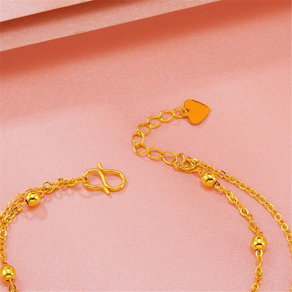 24k Goldtone Feather Layered Anklet