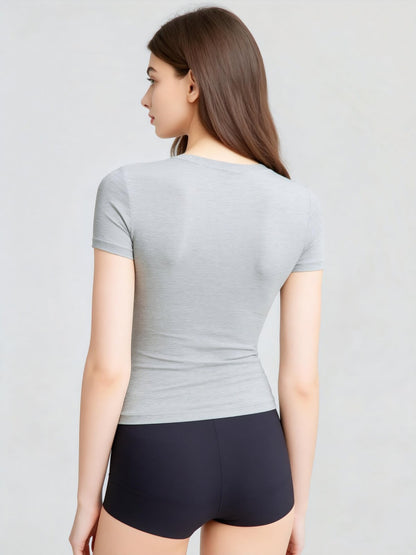 Buttery Soft Built-In Padded Bra Short Sleeve T-Shirt