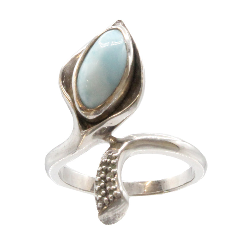 Larimar Stone Sterling Silver Calla Ring Size 7 By Marahlago