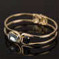 Black Crystal & Goldtone Open Bangle