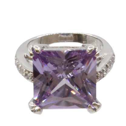 Adrian Buckley Pave Collection Silver Square Crystal Ring CZR373L (L)