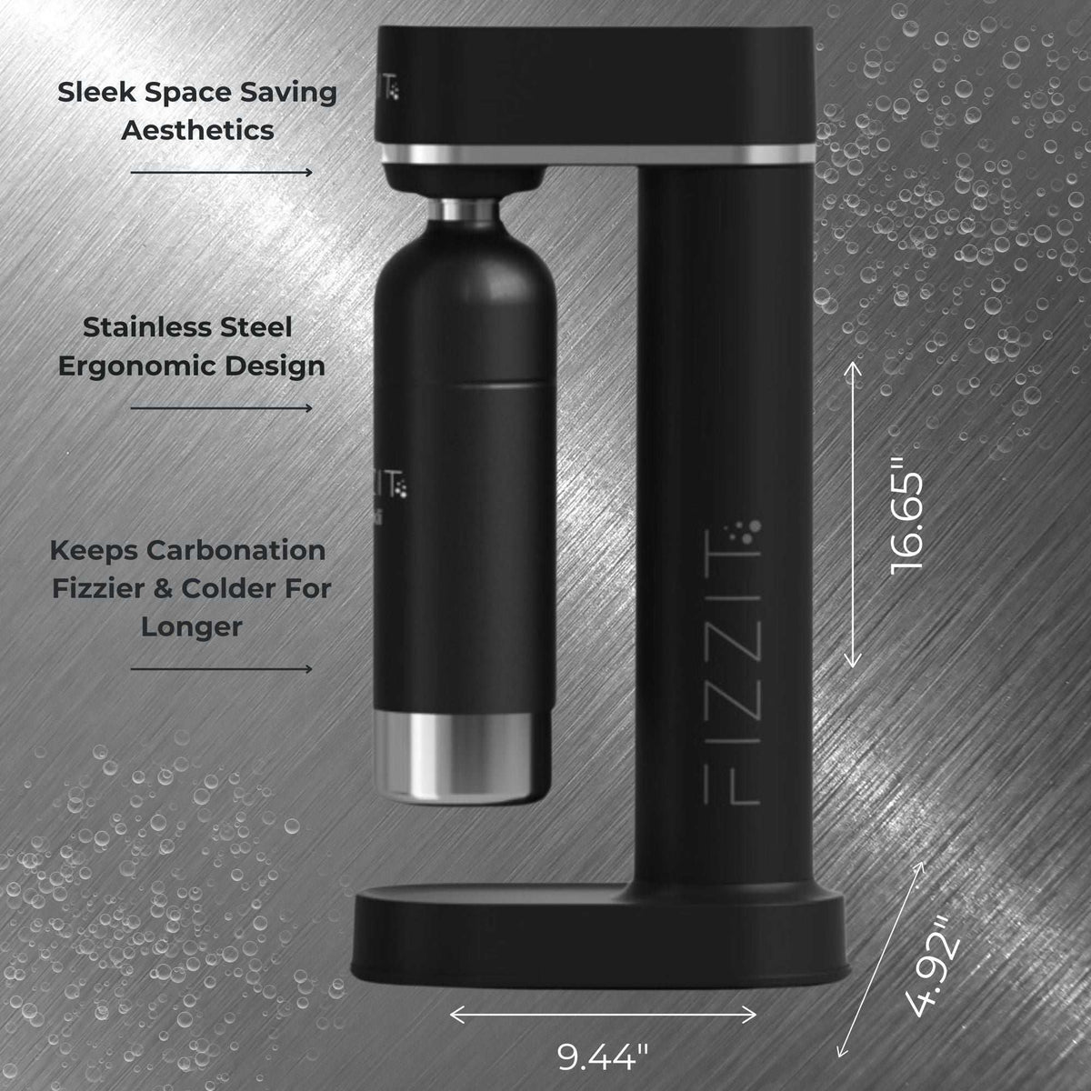Fizzit™ Spärklï Carbonated Water Soda Maker with Stainless Steel Bottle – Dishwasher Safe Bottles - Sparkling Water Maker