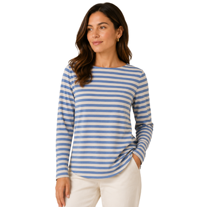 Fynch Hatton Women's Striped Blue & White Long Sleeve T-Shirt