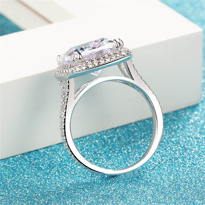 Crystal & Cubic Zirconia Silvertone Cushion Ring