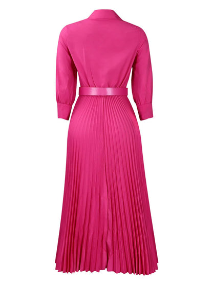 Chic YC Women's 3/4 Sleeve Flared A Line Dress