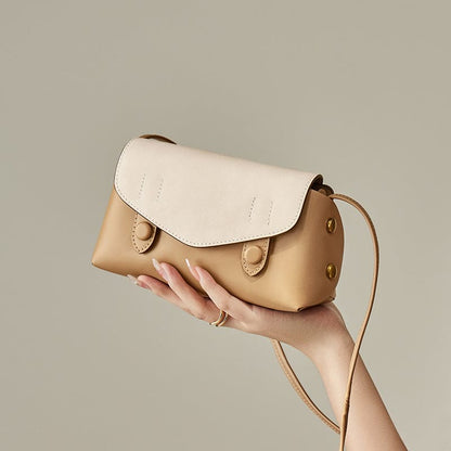 Duo-Tone Apricot Sand Flap Crossbody Shoulder Bag