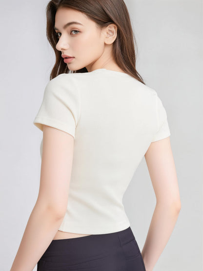 Buttery Soft Built-In Padded Bra Short Sleeve T-Shirt