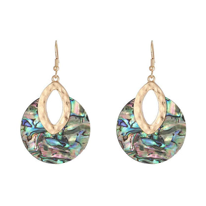 Abalone Shell & Goldtone Pear Round Drop Earrings