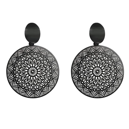 Black Celestial Plate Drop Earrings