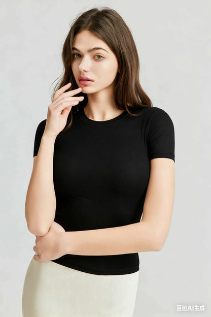 Buttery Soft Built-In Padded Bra Short Sleeve T-Shirt