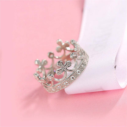 Cubic Zirconia & Silvertone Crown Band