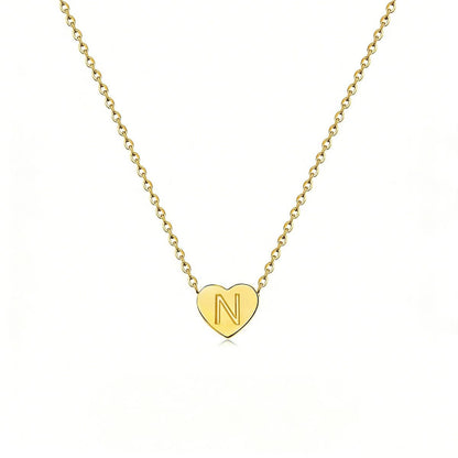 Dainty Initial Heart Necklace Personalized 26 Letters Available