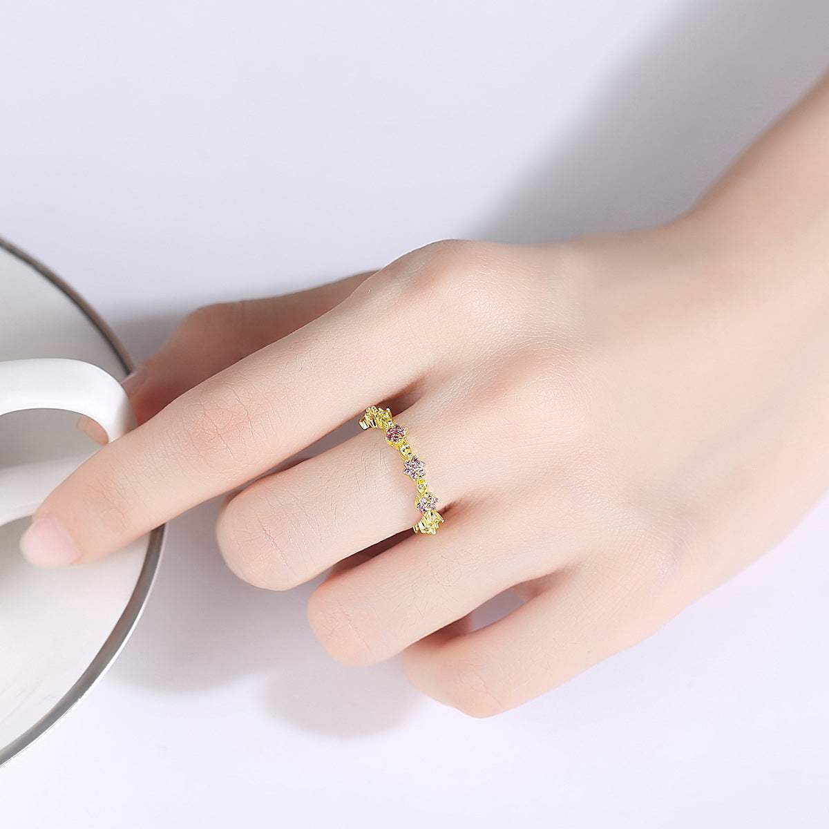 Crystal & Cubic Zirconia Goldtone Flower Band