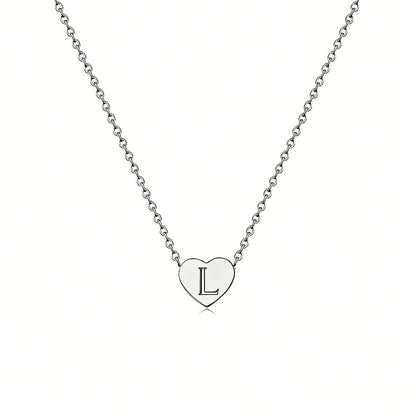 Dainty Initial Heart Necklace Personalized 26 Letters Available