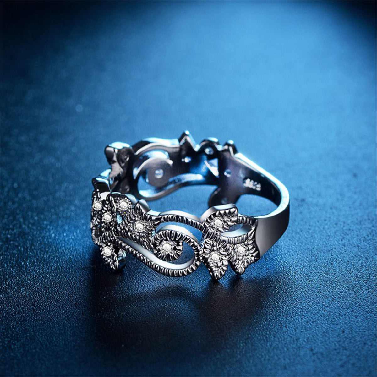 Cubic Zirconia & Silvertone Botany Ring